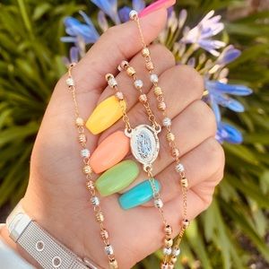 Morena and Proud 24k gold plated rosary necklace